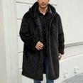 thumbnail image 1 of Dolkfu Black Jacket Men Hooded Fuzzy Faux Fur Trench Coat Mid Length Isulated Overcoat Fall Mens Coats L, 1 of 8