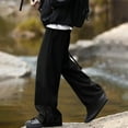 Dolkfu Black Men Pants Plus Waterproof Elastic Waist Straight Leg Solid