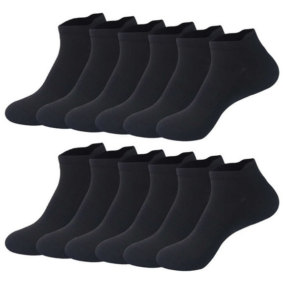 Dolkfu Black Men Socks Size 9-11 Breathable Cotton 6 Pairs Ankle Socks Thin Wicking Quarter Socks Men L