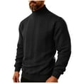thumbnail image 1 of Dolkfu Black Mens Fall Sweaters 2025 Pullover Cable Knit Turtleneck Sweater Slim Fit Solid Men's Knit Shirt L, 1 of 8