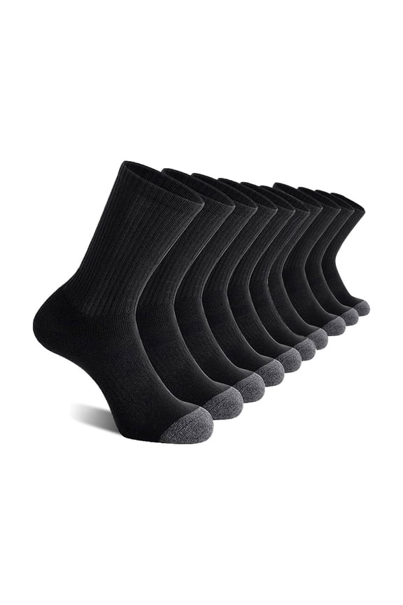 Black Socks for Men Size 13-15 Non-Slip Running Cotton Crew Socks Men Cushioned 5 Pack Athletic Socks S