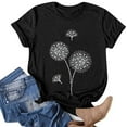 thumbnail image 1 of Dolkfu Black Summer Tops for Women Crew Neck Pull-on Outdoor Short Sleeve T-Shirts Minimalist Printed Flowers Tops Black,Xxxl, 1 of 4