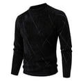 thumbnail image 1 of Dolkfu Black Sweater Mens Striped Slim Fit Pullover Sweater Crew Neck Casual Knit Shirt Big and Tall L, 1 of 3