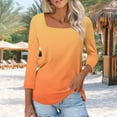 thumbnail image 1 of Dolkfu Blouses for Women Square Neck 3/4 Sleeve Dressy Gradient Print Tunic Women Spring Outfits 2025,S, 1 of 7