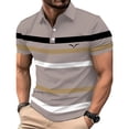 thumbnail image 1 of Dolkfu Brown True Classic&nbsp;Tees&nbsp;Men Button Collared Short Sleeve Minimalist Tops Striped Geometric Retro Vintage Polos Brown,S, 1 of 4