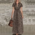 thumbnail image 1 of Dolkfu Brown Women'S Dresses Shirt Dress Long Collared Short Sleeve Dresses Paisley Relaxed Fit Geometric Abstract Garments Coffee,Xxxxl, 1 of 5