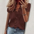 thumbnail image 1 of Dolkfu Brown Women'S Tops, Tees & Blouses Short Sleeve Pull-on V-Neck Minimalist Blouses & Tops Modern Casual Solid Brown,Xxxxl, 1 of 6