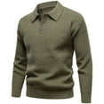 thumbnail image 1 of Dolkfu Button Sweater Men Solid Green Classic Fit Sweater Mens Stretch Lapel Long Sleeve Pullover L, 1 of 4