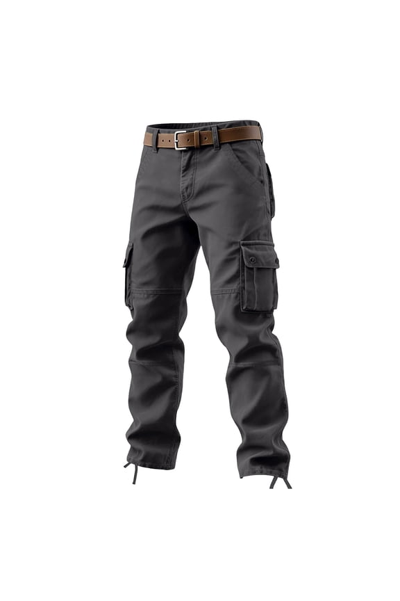 Cargo Men Pants Relaxed Fit Gray Work Pants Zipper Outdoor Straight Leg Mens Trouser,29