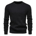 thumbnail image 1 of Dolkfu Casual Fall Sweaters for Men 2025 Black Cable Knit Sweater Mens Basic Solid Crew Neck Pullovers L, 1 of 3