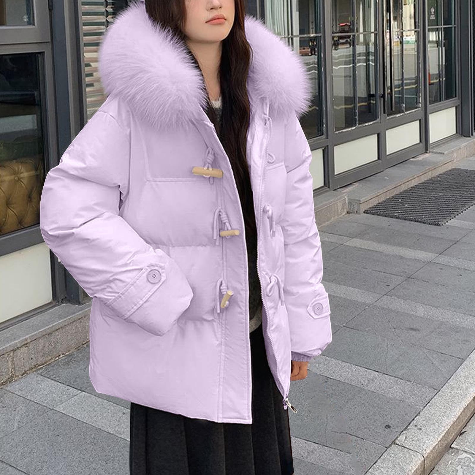 Harajuku Fashion Jacket Purple Floral Puffer Jacket – Thick & Warm Winter Coat main image 1