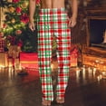 Dolkfu Christmas Men Pants Plus Elastic Waist Straight Leg Comfy Plaid