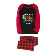 Dolkfu Christmas Pajamas Matching Sets for Family Letter Printed Plaid Graphic Pajamas Set Family Nightwear Big And Tall L