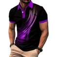 thumbnail image 1 of Dolkfu Collared Golf Shirts for Men Gradient Purple Short Sleeve Tops Minimalist Patchwork Polos Mens Graphic T-Shirts, 1 of 4