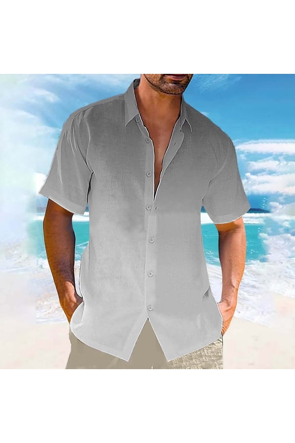 Collared Golf Shirts for Men Gray Gradient Short Sleeve Tops Vacation-Inspired Button-Up Shirts Mens Graphic T-Shirts