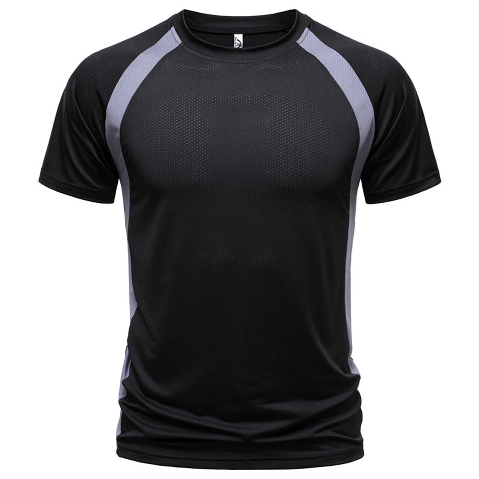 Dolkfu Color Block Shirt for Men Short Sleeve Athletic Gray T Shirt Fitted Breathable Crew Neck Graphic Tees for Men,2X