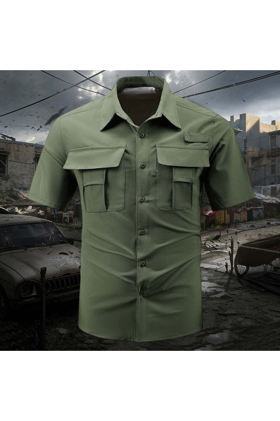 Comfort Colors Tshirt Retro Vintage Short Sleeve Green Collared Tops Western Style Solid Button-Up Shirts Mens T-Shirts