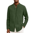 thumbnail image 1 of Dolkfu Cotton Linen Shirt for Men Casual Button Down Shirt Mens Long Sleeve Band Collar Loose Beach Shirt L, 1 of 6