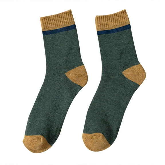 Dolkfu Cotton Mens Socks Size 13-15 Green Non-Slip Thicken Crew Socks Men's Wool with Cushion Thermal Cozy Socks