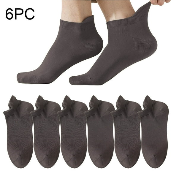 Dolkfu Cotton Socks for Men Gray Low-Cut Breathable Quarter Socks Men's Non-Slip 6 Pack Ankle Socks