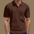 thumbnail image 1 of Dolkfu Crew Neck Graphic&nbsp;Tees Striped Short Sleeve Brown Tops Striped Minimalist Polos Mens T-Shirts, 1 of 5