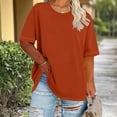 thumbnail image 1 of Dolkfu Crew Neck Summer Tops for Women Plus Size Short Sleeve Brown T-Shirts Breathable Loose Fit Women Shirts 2X, 1 of 5
