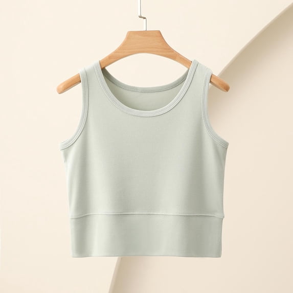 Dolkfu Crew Neck Trendy Summer Tops for Women 2026 Sleeveless Crop Tank Tops Basic Fleece Tee Shirts for Women XXXXL