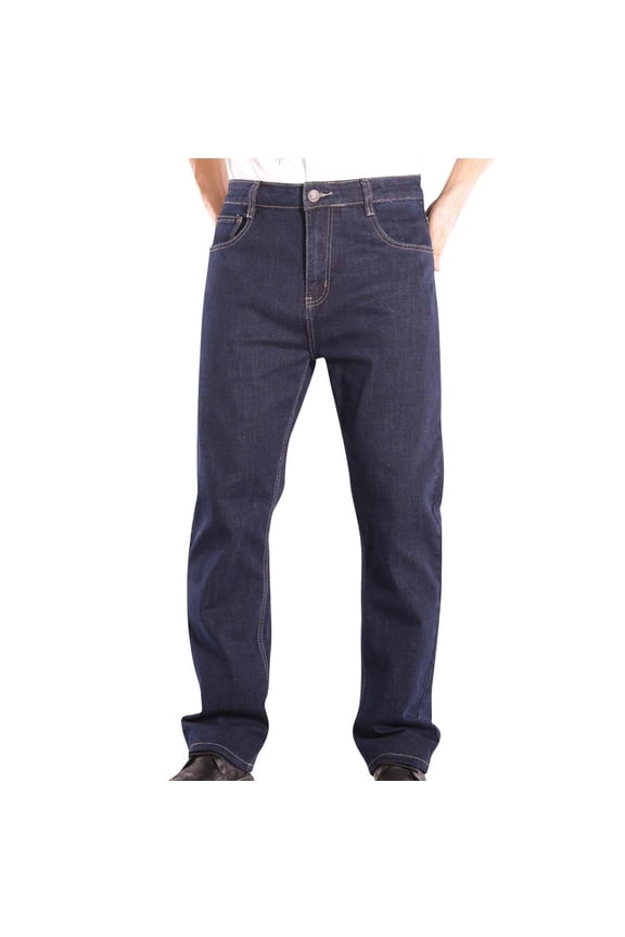 Denim Fall Mens Pants Zipper Blue Relaxed Fit Straight Leg Outdoors Jeans Men Trousers 46