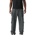 thumbnail image 1 of Dolkfu Drawstring Men Pants Cargo Gray Relaxed Fit Elastic Waist Pants 2025 Men Trousers 2XL, 1 of 6