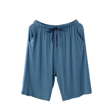 Dolkfu Drawstring Men's Shorts Elastic Waist Sleepwear Solid Color Lounge Soft Pajama Shorts Men Lightweight Shorts,L