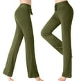 thumbnail image 1 of Dolkfu Drawstring Women Pants Green High Waisted Slim Fit Yoga Pants Stretchy Flared Sweatpants Trousers for Women L, 1 of 9