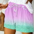 thumbnail image 1 of Dolkfu Drawstring Womens Shorts Graphic Hawaiian Beach Shorts Quick Dry Purple Tropical Shorts for Women 2X, 1 of 5