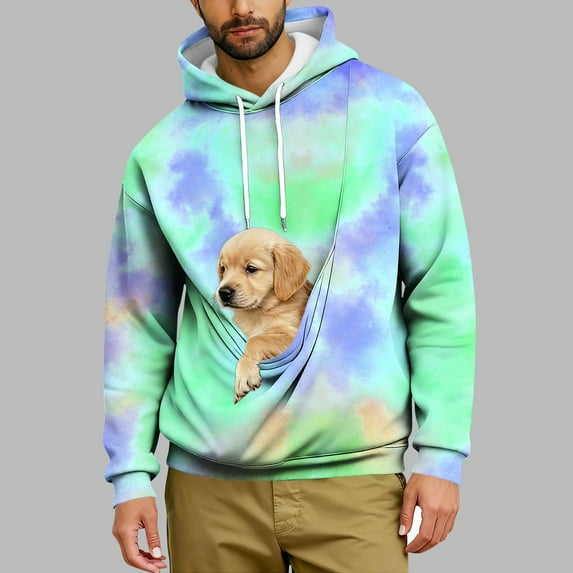Dolkfu Fleece Men's Hoodies Cat Dog Carrier Pullover Sweatshirts Hooded Pet Pouch Pullover Men Shirt M