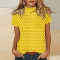 thumbnail image 1 of Dolkfu French Chic Women'S Summer Tops Yellow Pull-on Crew Neck Short Sleeve Tops Polka Dot Printed Retro Vintage T-Shirts Yellow,S, 1 of 5