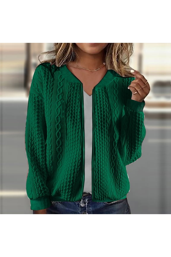 Full Sleeve Jackets for Women Zip Mock Neck Retro Full Zip Green Windbreaker Refined Modern Solid Jackets Green,Xxl