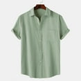 thumbnail image 1 of Dolkfu Funny&nbsp;Shirts Collared Short Sleeve Green Tops Minimalist Solid Button-Up Shirts Mens T-Shirts, 1 of 5
