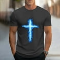 thumbnail image 1 of Dolkfu Gray Graphic&nbsp;Tees&nbsp;Men Short Sleeve Crew Neck The Cross Tops Printed Western Cross Mens Graphic T-Shirts, 1 of 5