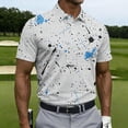 thumbnail image 1 of Dolkfu Gray Summer Tops Short Sleeve Button Collared Refreshing Tops Artistic Patchwork Geometric Polos Gray,S, 1 of 5
