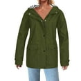thumbnail image 1 of Dolkfu Green Jacket Women Solid Hooded Waterproof Windbreaker Hiking Zip Up Rain Jacket Womens Coats 5XL, 1 of 6