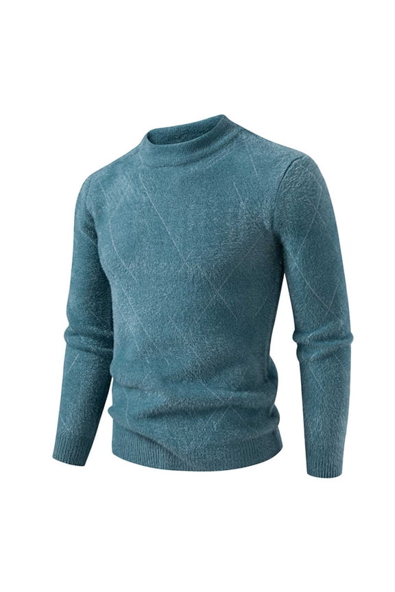 Green Mens Fashion Sweater Pullover Slim Fit Striped Sweater Casual Crew Neck Knit Shirt Men XL
