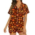 thumbnail image 1 of Dolkfu Halleween Women Pajamas Set Short Sleeve Pocket Pumpkin Button up Shorts Set Womens Comfy Sleep Wear L, 1 of 6