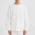 thumbnail image 1 of Dolkfu Henley Men's Long Sleeve Shirts Pullover Crew Neck T-Shirt Loose Fit Button Mens Tshirts 5X, 1 of 5