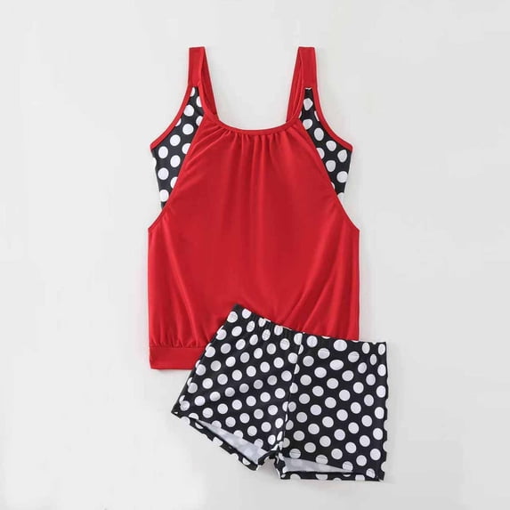 Dolkfu High Waisted Womens Swimsuit Tummy Control Tankini Sets Two Piece Polka Dot Modest Bathing Suit Women M