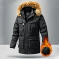 thumbnail image 1 of Dolkfu Hooded Jackets for Men Winter Thicken Heavyweight Black Parka Jacket Fleece Lined Down Jacket Fall Men Coats 4XL, 1 of 9