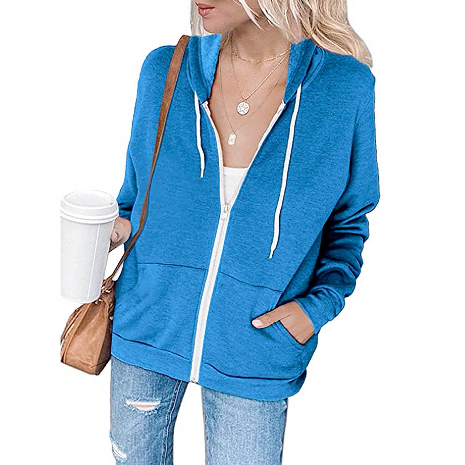 Dolkfu Jacket Zip Up Hoodie Fashion Women Casual Hooded Slim Zipper ...