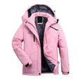 thumbnail image 1 of Dolkfu Jacket with Hood for Women Pink Fleece Lined Waterproof Windbreaker Heavyweight Thermal Jacket Women's Coats 4XL, 1 of 3