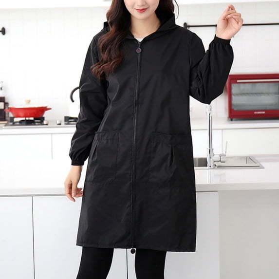 Dolkfu Jacket with Hood for Women Waterproof Black Lightweight Windbreaker Outdoor Full Zip Rain Jacket Winter Coat Women XXL