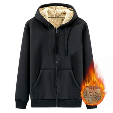 Dolkfu Jackets for Man Casual Zip Up Solid Color Hooded Fleece Jackets Men's Warm Coat 5X