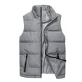 thumbnail image 1 of Dolkfu Jackets for Men Fashion Gray Lightweight Stand Collar Puffer Vest Sleeveless Zip up Outerwear Coat Mens Outerwear XXL, 1 of 7