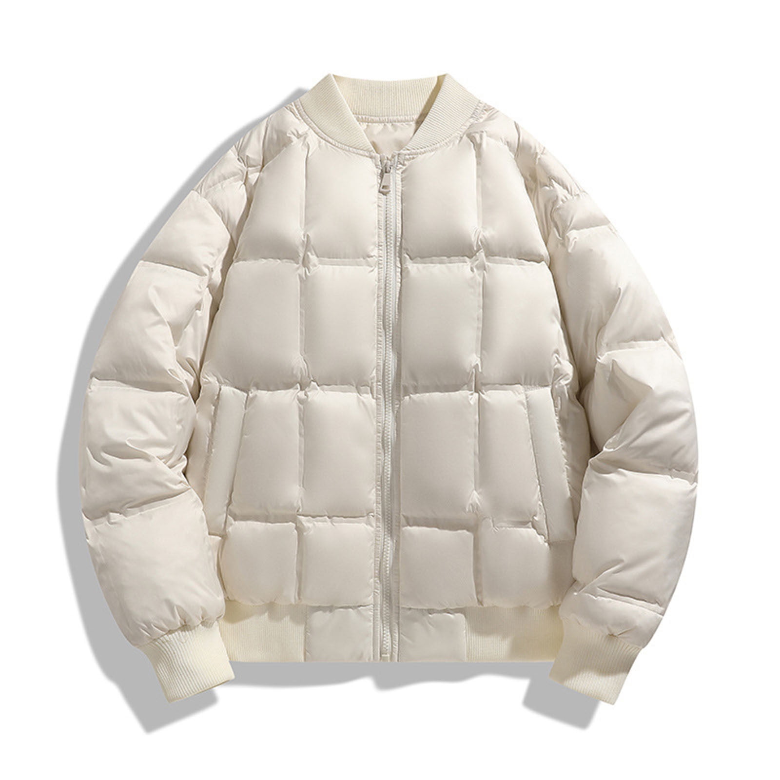 Dolkfu Jackets for Men Thick Stand Collar White Puffer Jacket Isulated ...